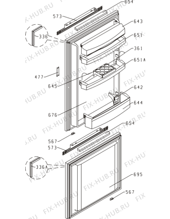 Схема №1 RBI5148W (137215, HTI1486) с изображением Дверь для холодильника Gorenje 639907