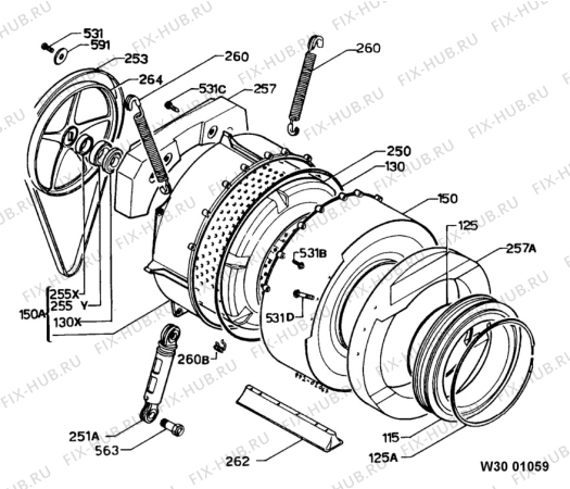 Взрыв-схема стиральной машины Zanussi FLS1022CH - Схема узла Drum