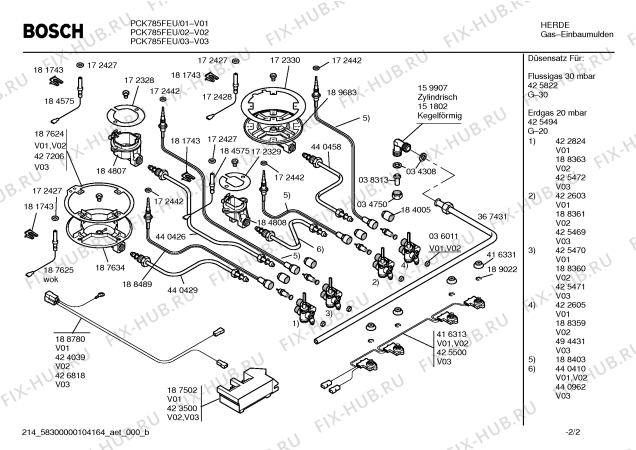 Схема №1 PCK785FEU Bosch с изображением Газовый кран для плиты (духовки) Bosch 00494433