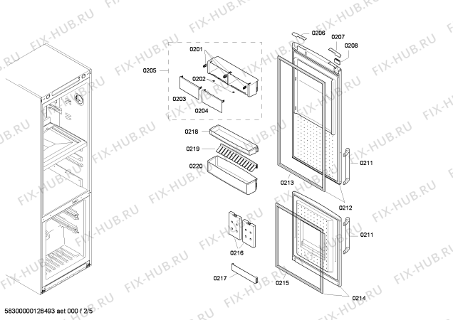 Схема №3 KGF79E92 с изображением Дверь морозильной камеры для холодильника Bosch 00680714