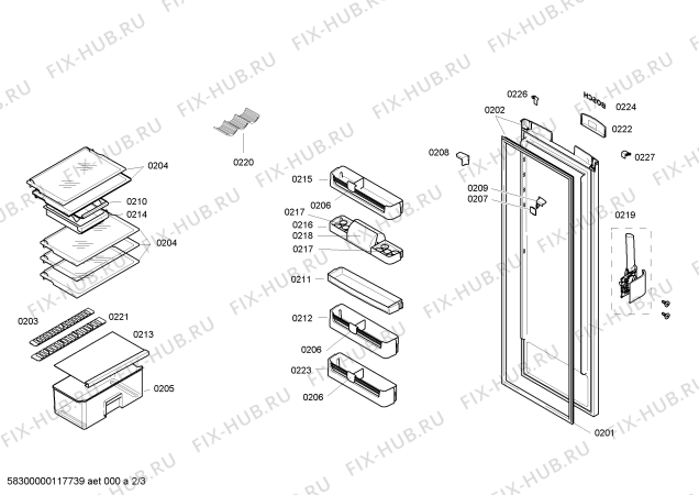 Взрыв-схема холодильника Bosch KSR30430ME - Схема узла 02