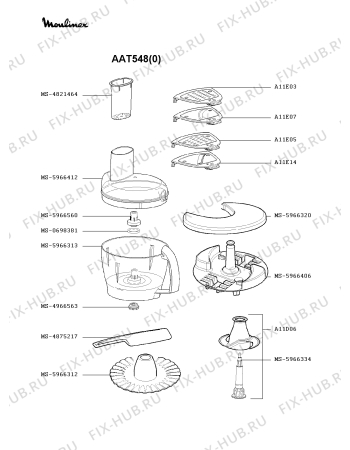 Взрыв-схема кухонного комбайна Moulinex AAT548(0) - Схема узла MP000495.4P3