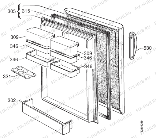 Взрыв-схема холодильника Aeg OEKO SS1673-4TK - Схема узла Door 003