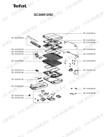 Схема №1 GC308812/9ZA с изображением Стекло для гриля Tefal TS-01035640