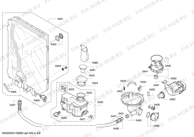 Взрыв-схема посудомоечной машины Siemens SX45M205SK - Схема узла 04