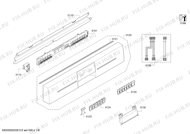 Схема №1 SN236W02GE iQ300 с изображением Передняя панель для посудомоечной машины Siemens 11019449