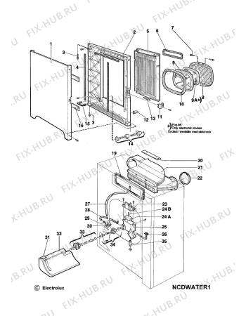 Взрыв-схема стиральной машины Aeg Electrolux TCE - Схема узла W40 Water details, TN-door F