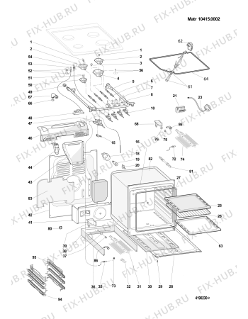 Взрыв-схема плиты (духовки) Indesit KN3G21WUA (F074148) - Схема узла