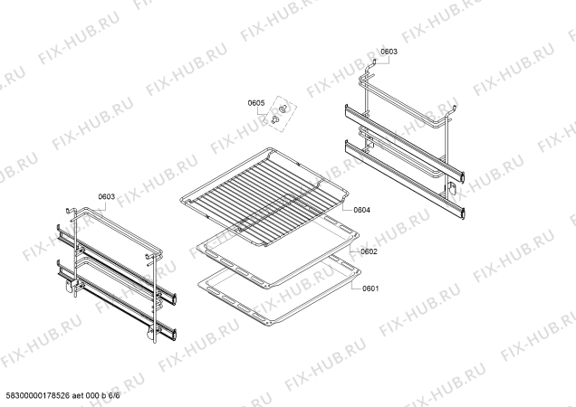 Взрыв-схема плиты (духовки) Bosch HBN532E0F - Схема узла 06