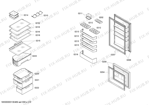 Взрыв-схема холодильника Bosch KIV38X01 - Схема узла 02