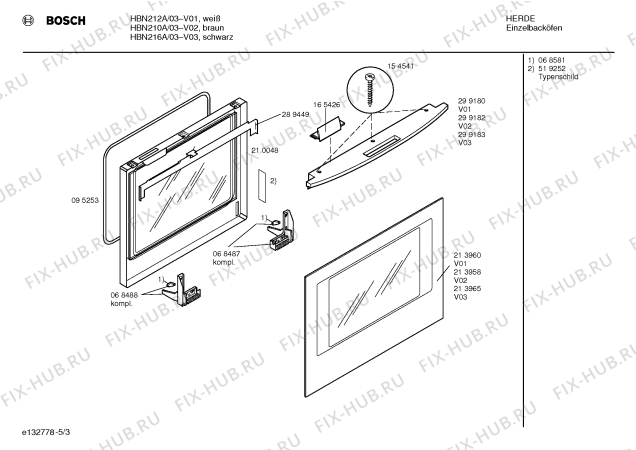 Схема №3 HBN216A с изображением Инструкция по эксплуатации для плиты (духовки) Bosch 00521839