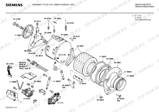 Взрыв-схема стиральной машины Siemens WM41010SN SIWAMAT PLUS 4101 - Схема узла 03