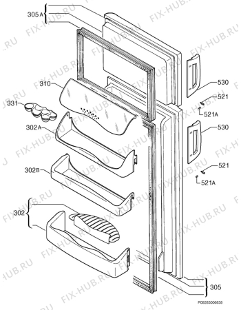 Взрыв-схема холодильника Zanussi ZD25/6DS5 - Схема узла Door 003