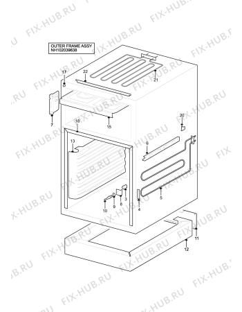 Взрыв-схема плиты (духовки) Tricity Bendix SB200/2 (TIARA) - Схема узла H10 Outer Frame