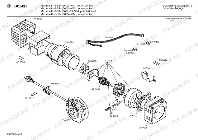 Схема №1 BBS4136 MAXIMA 41 с изображением Кнопка для электропылесоса Bosch 00096592