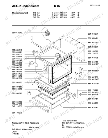 Схема №1 COMP.540E-W CH с изображением Уплотнение для электропечи Aeg 8996619141832