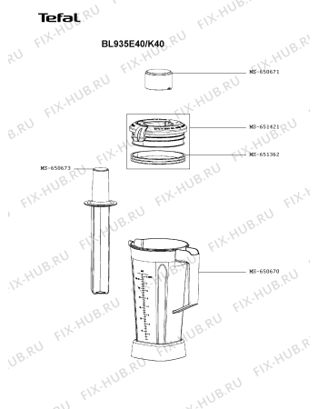 Взрыв-схема блендера (миксера) Tefal BL935E40/K40 - Схема узла IP005923.8P3