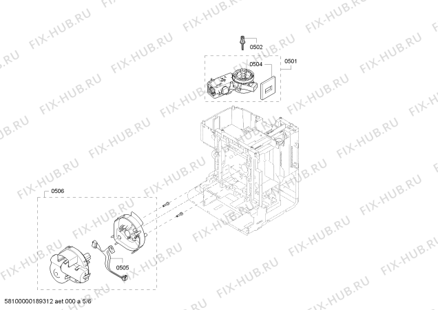 Взрыв-схема кофеварки (кофемашины) Bosch TES65539RU VeroAroma 500 - Схема узла 05