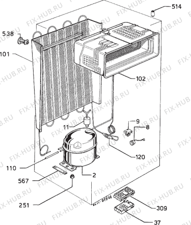 Взрыв-схема холодильника Zanussi Z202C - Схема узла Cooling system 017