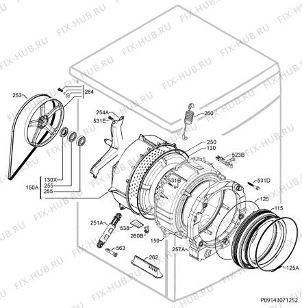 Взрыв-схема стиральной машины Zanussi ZWN57120L - Схема узла Functional parts 267