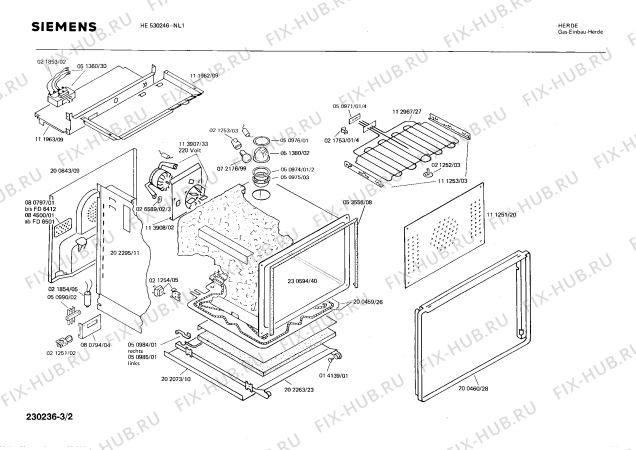Взрыв-схема плиты (духовки) Siemens HE530246 - Схема узла 02