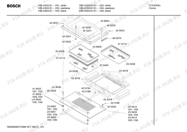 Схема №3 HBL432AUC с изображением Дверь для холодильной камеры Bosch 00239412