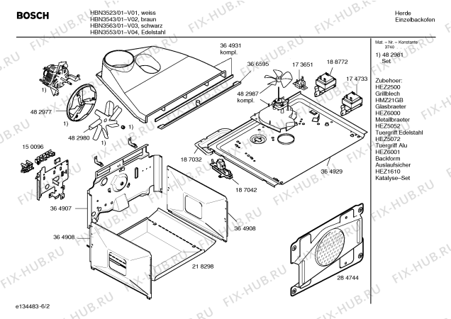 Схема №4 HBN3563 с изображением Инструкция по эксплуатации для плиты (духовки) Bosch 00582507