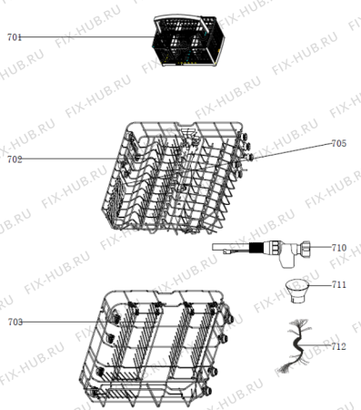 Взрыв-схема посудомоечной машины Gorenje GS62010WUK (588562, WQP12-7605V) - Схема узла 07