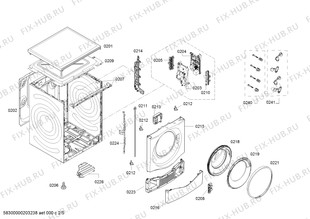 Взрыв-схема стиральной машины Bosch WAU28569HW - Схема узла 02