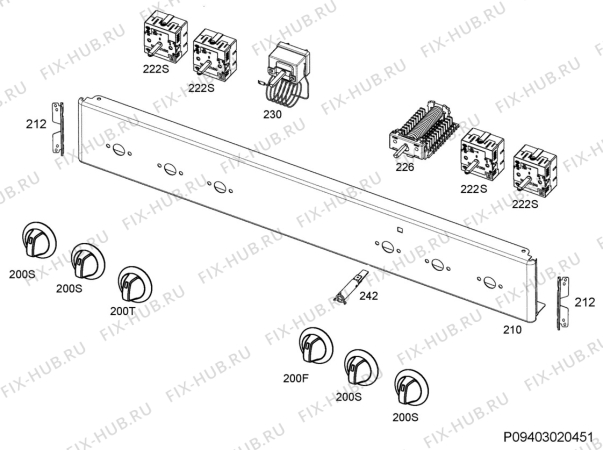 Взрыв-схема плиты (духовки) Electrolux EKC60305IW - Схема узла Command panel 037