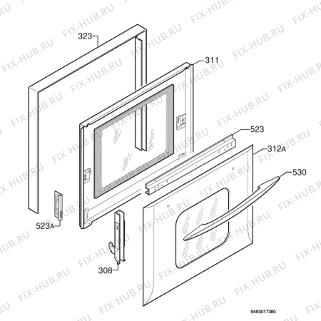 Взрыв-схема плиты (духовки) Rex Electrolux FMS051X - Схема узла Door 003