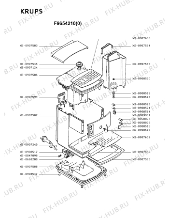 Взрыв-схема кофеварки (кофемашины) Krups F9654210(0) - Схема узла NP001859.9P2
