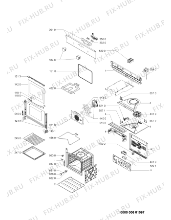 Схема №1 AKP 253/IX с изображением Обшивка для плиты (духовки) Whirlpool 481245240212