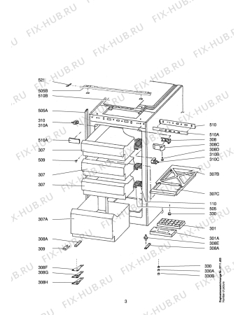 Взрыв-схема холодильника Aeg ARC1142-5 E - Схема узла Housing 001