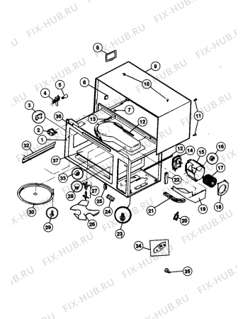 Взрыв-схема микроволновой печи Electrolux NF4050 - Схема узла Oven equipment