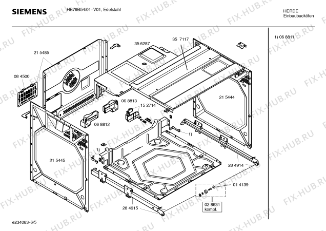 Взрыв-схема плиты (духовки) Siemens HB79B54 - Схема узла 05