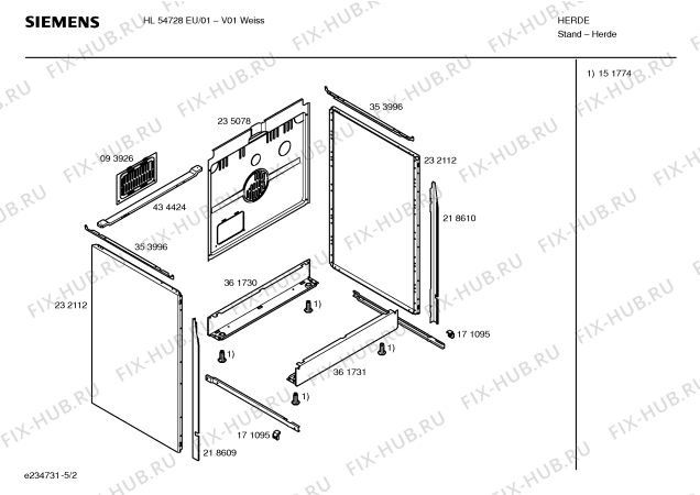 Взрыв-схема плиты (духовки) Siemens HL54728EU - Схема узла 02
