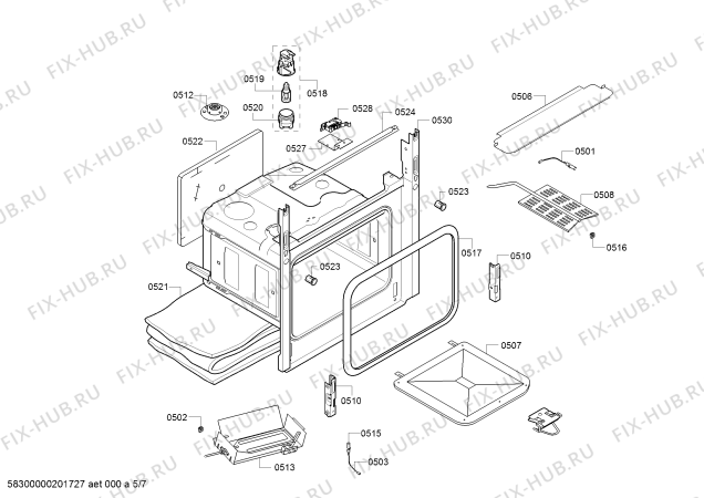 Взрыв-схема плиты (духовки) Bosch HGA223151Q - Схема узла 05