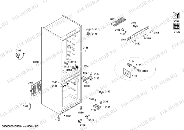 Схема №4 KGN57A01NE с изображением Дверь для холодильной камеры Bosch 00247569