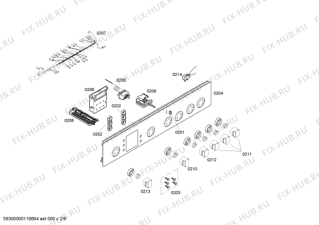 Взрыв-схема плиты (духовки) Bosch HSV74D020F - Схема узла 02