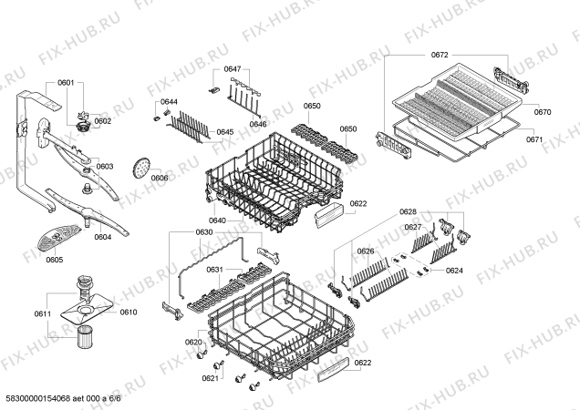 Взрыв-схема посудомоечной машины Bosch SMS59M02EU - Схема узла 06