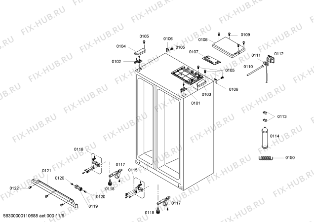 Схема №3 KAN58A704 с изображением Дверь для холодильной камеры Bosch 00246350