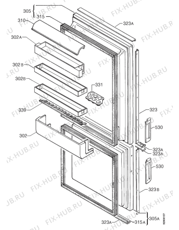 Взрыв-схема холодильника Zanussi ZFK328P - Схема узла Door 003