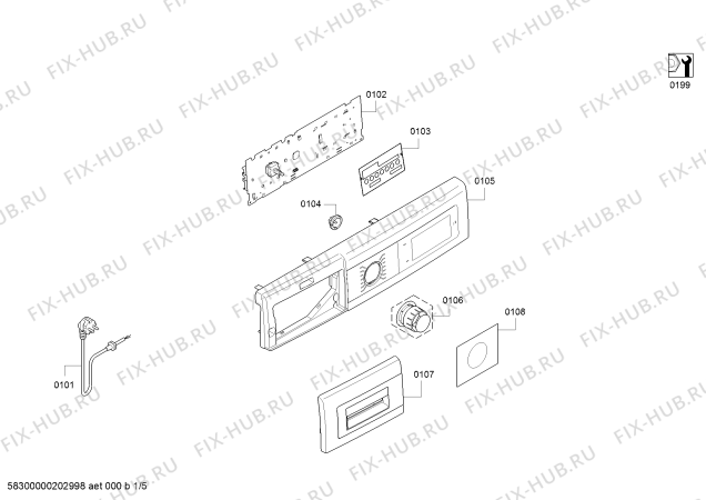 Схема №4 WAT284P9SN с изображением Панель управления для стиральной машины Bosch 11027689
