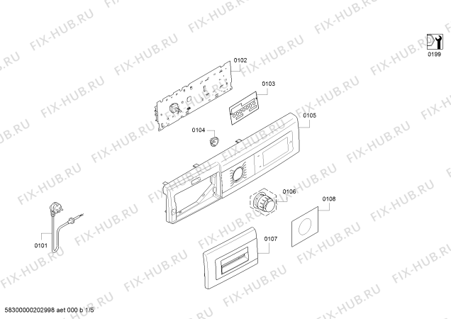 Схема №4 WAT2849BSN с изображением Наклейка для стиральной машины Bosch 10004542