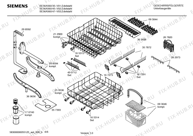 Взрыв-схема посудомоечной машины Siemens SE56A560 - Схема узла 06
