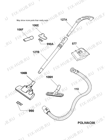 Взрыв-схема пылесоса Aeg Electrolux AVQ2127 - Схема узла Accessories