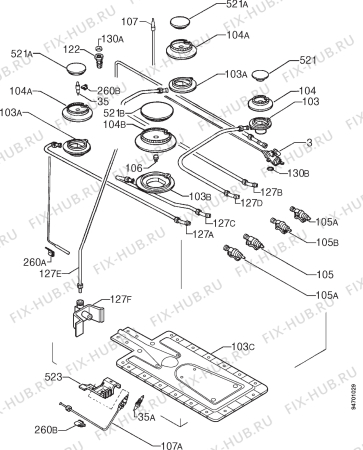 Взрыв-схема плиты (духовки) Zoppas PX5AT - Схема узла Functional parts 267