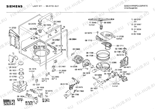 Взрыв-схема посудомоечной машины Siemens SN4710 - Схема узла 02