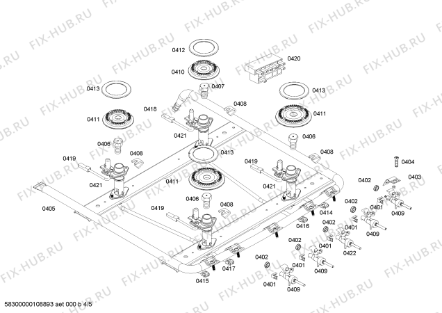 Взрыв-схема плиты (духовки) Continental FSF44T32ED QUANTUM I BEGE - Схема узла 04